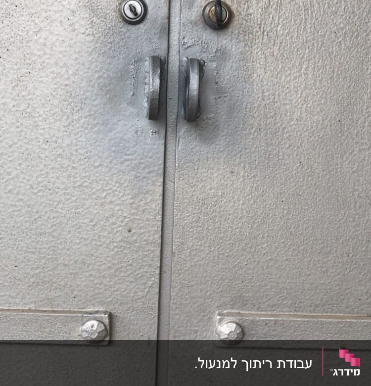 דלת מתכת עם ידיות ובריחים